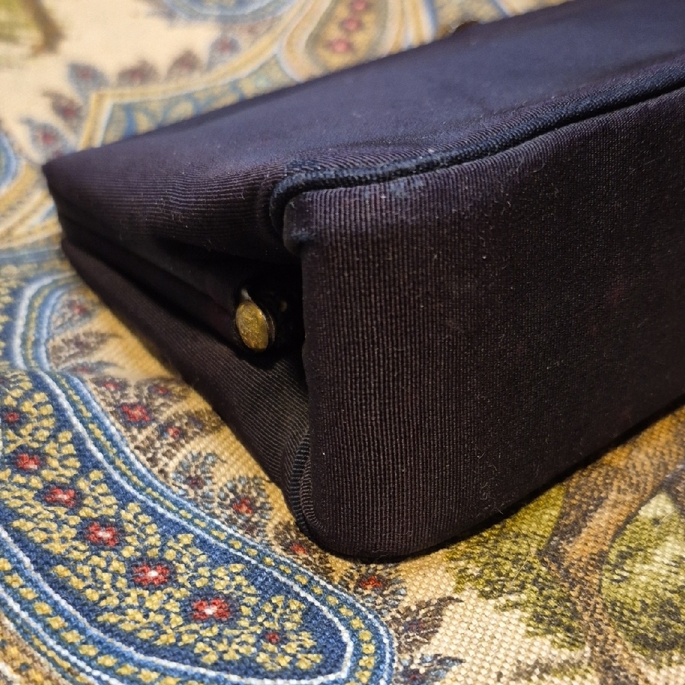 Vintage Dark Navy Clutch with Gold Accent - Picture 8 of 16